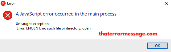 Javascript Error Occurred In The Main Process