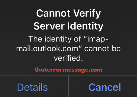 Mail Outlook Com Cannot Verify Server Identity