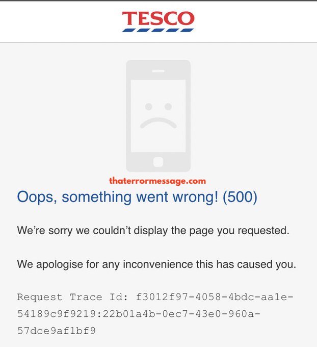 Tesco Oops Something Went Wrong 500
