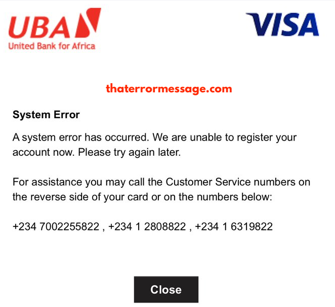 Uba United Bank Of Africa System Error Has Occurred