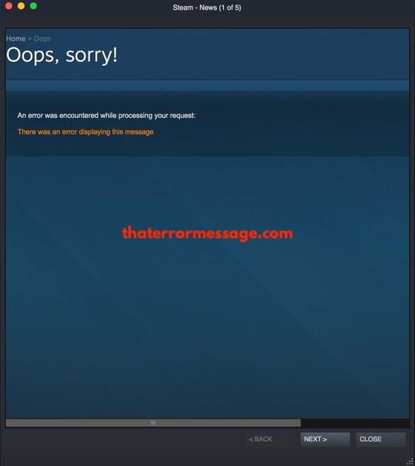 An Error Was Encountered While Processing Your Request Displaying The Message Steam