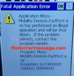 Application Moxx Mobility Devices Fastpost Exe Has Performed An Illegal Operation