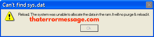 Cant Find Sys Dat Reload