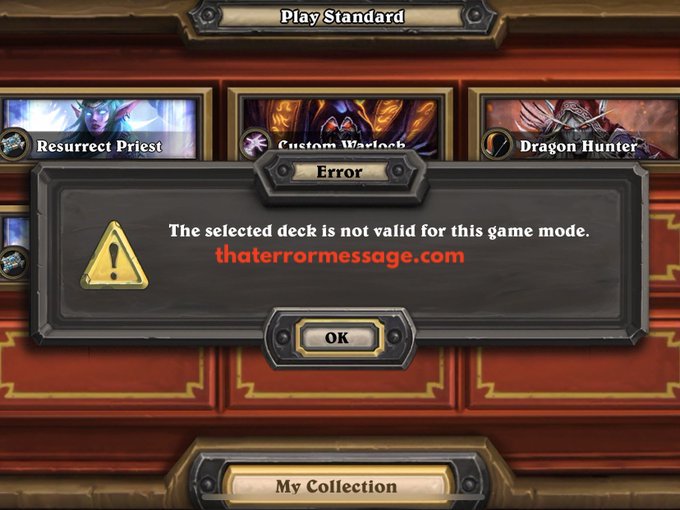 Hearthstone The Selected Deck Is Not Valid For This Game Mode