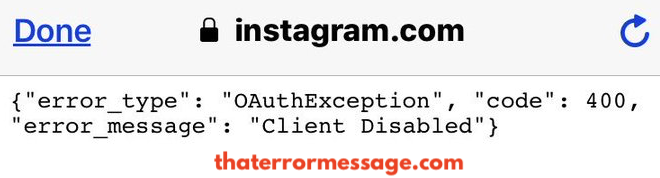 Instagram Error Type Oauthexception Code 400 Client Disabled