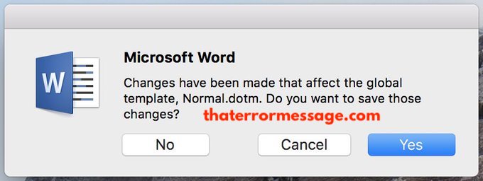 Microsoft Word Changes Have Been Made Normal Dotm