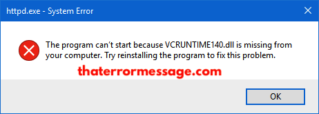 Program Cant Start Because Vcruntime140 Dll Is Missing