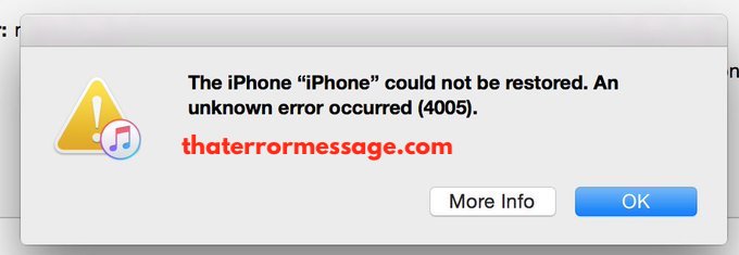 The Iphone Could Not Be Restored An Unknown Error Occurred 4005
