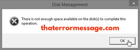 There Is Not Enough Space Available On The Disk To Complete This Operation