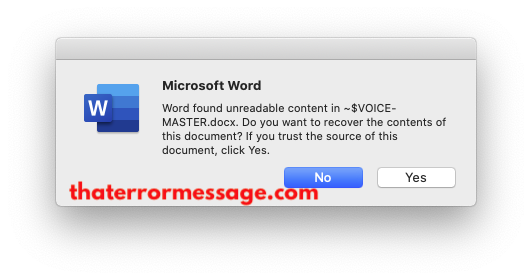 Word Found Unreadabble Content In Mac Microsoft
