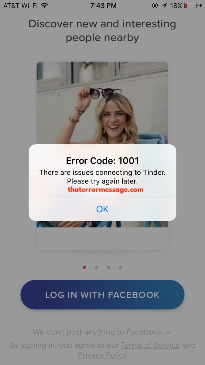 Error Code 1001 Tinder