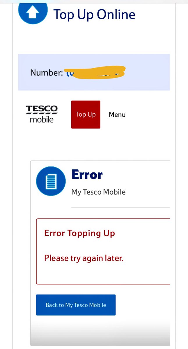 Error Topping Up Please Try Agian Later Tesco