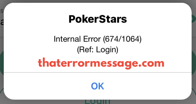 Pokerstars Internal Error 674 1064 Ref Login