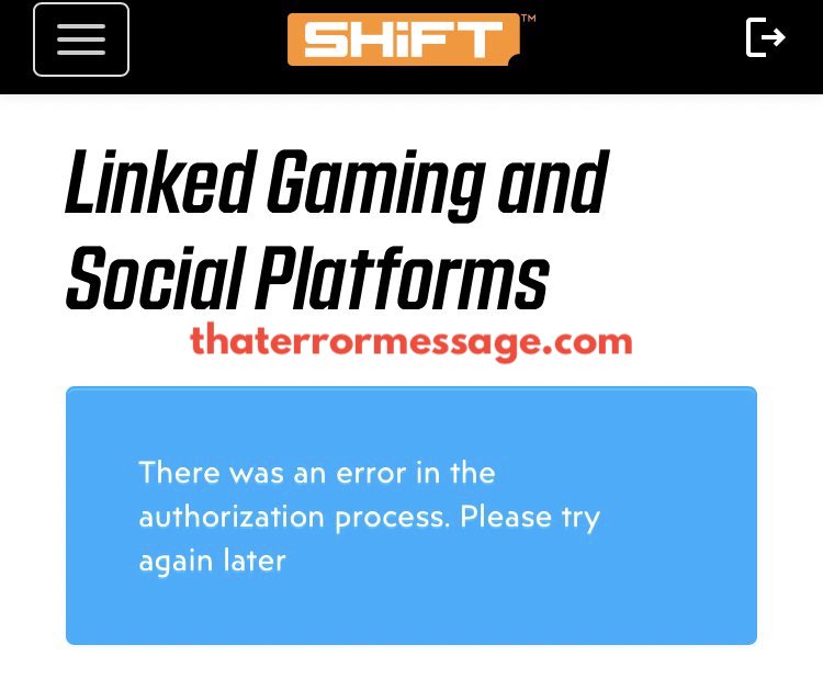 SHiFT There Was An Error In The Authorization Process