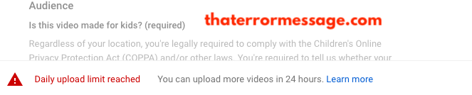 Daily Upload Limit Reached Youtube