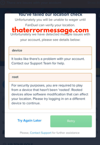 Looks Like Theres A Problem With Your Account Fan Duel