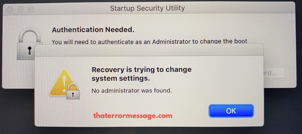 Recovery Is Trying To Change System Settings