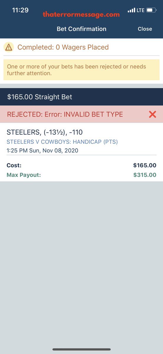 Rejected Error Invalid Bet Time William Hill