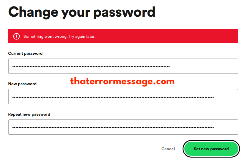 Change Password Something Went Wrong Spotify