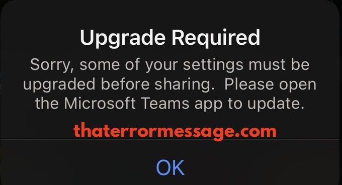 Sorry Some Of Your Settings Must Be Upgraded Before Sharing