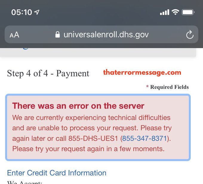 There Was An Error On The Server Dhs Tsa Us Government