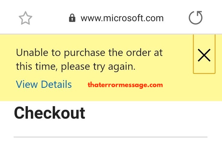 Unable To Purchase The Order At This Time Microsoft