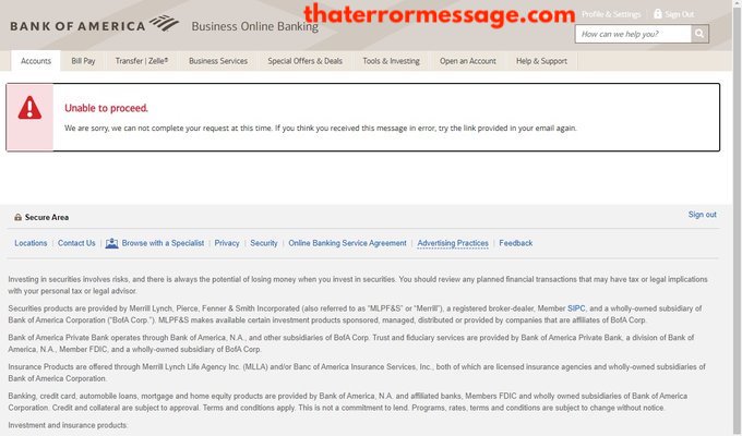 We Can Not Complete Your Request At This Time Bank Of America