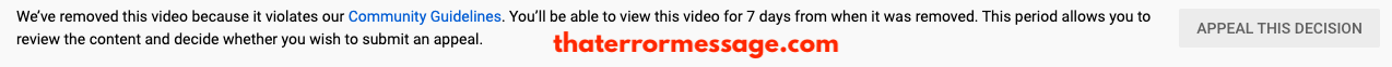 Youtube Video Removed