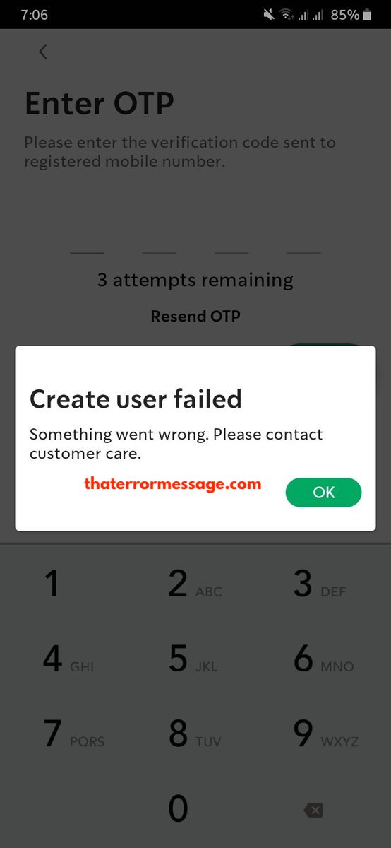 Create User Failed Starbucks
